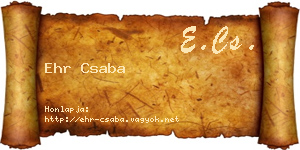 Ehr Csaba névjegykártya
